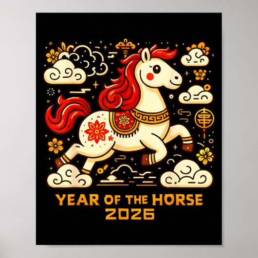 Chinese Zodiac Horse 2026 Lunar New Year Art Gift  Poster (Voorkant)