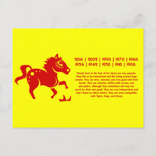 CHINESE ZODIAC HORSE PAPERCUT ILLUSTRATION BRIEFKAART