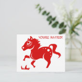CHINESE ZODIAC HORSE PAPERCUT ILLUSTRATION KAART (Staand voorkant)