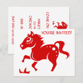CHINESE ZODIAC HORSE PAPERCUT ILLUSTRATION KAART (Voorkant / Achterkant)