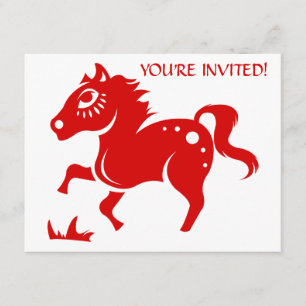 CHINESE ZODIAC HORSE PAPERCUT ILLUSTRATION KAART