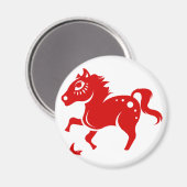 CHINESE ZODIAC HORSE PAPERCUT ILLUSTRATION MAGNEET (Voorkant / Achterkant)