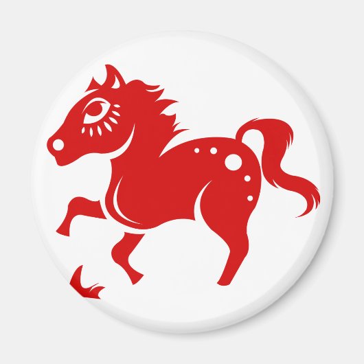 CHINESE ZODIAC HORSE PAPERCUT ILLUSTRATION MAGNEET (Voorkant)