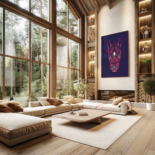 Chinese Zodiac Horse Wall Art Print Rustic Decor