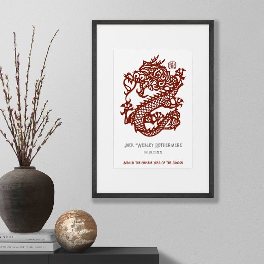 Chinese Zodiac Jaar van de Draak Verjaardag Print 