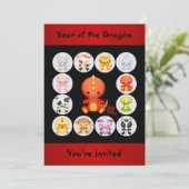Chinese Zodiac-jaar van de Dragon Birthday Party Kaart (Staand voorkant)