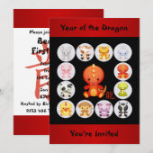 Chinese Zodiac-jaar van de Dragon Birthday Party Kaart (Voorkant / Achterkant)