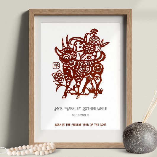 Chinese Zodiac Jaar van de Geit Verjaardag Print G