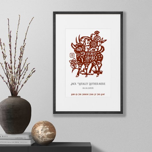 Chinese Zodiac Jaar van de Geit Verjaardag Print G