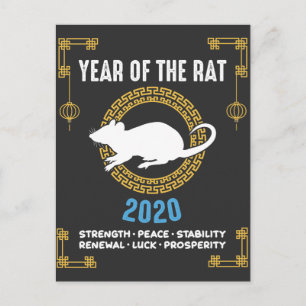 Chinese Zodiac Jaar van de Rat 2020 Inspirerend Briefkaart