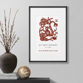 Chinese Zodiac Jaar van de Slang Verjaardag Print