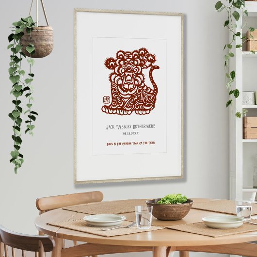 Chinese Zodiac Jaar van de Tijger Verjaardag Print