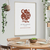 Chinese Zodiac Jaar van Haan Verjaardag Print Gift