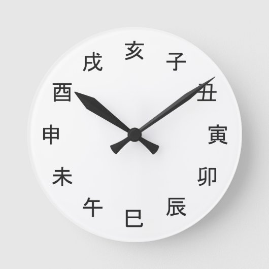 Chinese Zodiac Kanji Clock Ronde Klok (Voorkant)
