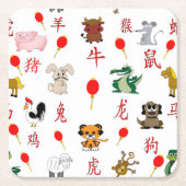 Chinese Zodiac Kartonnen Onderzetters (Voorkant)