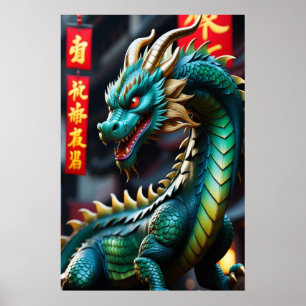 Chinese Zodiac Kunst Jaar Van De Draak Glowpunk Poster