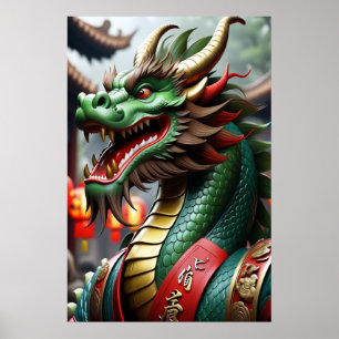 Chinese Zodiac Kunst Jaar Van De Draak Realistisch Poster