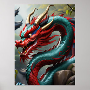 Chinese Zodiac Kunst Jaar Van De Draak Realistisch Poster