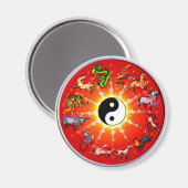 Chinese zodiac magneet (zwarte omtrek) (Voorkant / Achterkant)