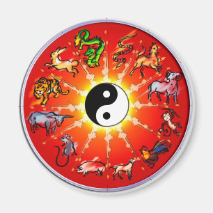 Chinese zodiac magneet (zwarte omtrek)
