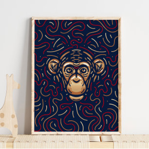 Chinese Zodiac Monkey   Digitale Zodiac-afdrukken Poster