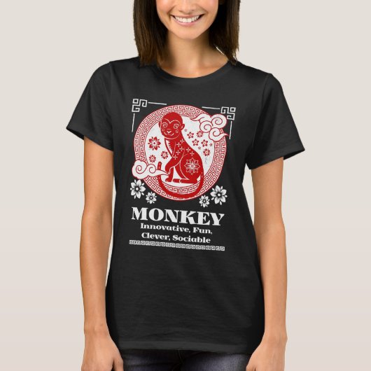 Chinese Zodiac Monkey Personality T-shirt (Voorkant)