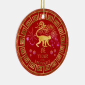 Chinese Zodiac Monkey Red/Gold ID542 Keramisch Ornament (Rechts)