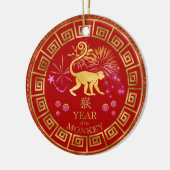 Chinese Zodiac Monkey Red/Gold ID542 Keramisch Ornament (Links)