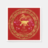 Chinese Zodiac Monkey Red/Gold ID542 Servet (Voorkant)