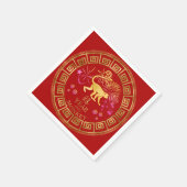 Chinese Zodiac Monkey Red/Gold ID542 Servet (Hoek)