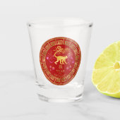 Chinese Zodiac Monkey Red/Gold ID542 Shot Glas (Voorkant)