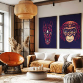 Chinese Zodiac Monkey Wall Art Print Japandi Decor