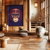 Chinese Zodiac Monkey Wall Art Print Japandi Decor
