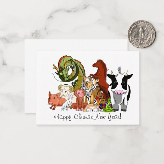 Chinese Zodiac Notitiekaartje (Voorkant / Achterkant in situ)