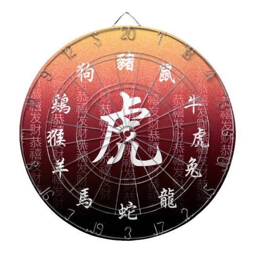 Chinese Zodiac op Festive Red Gold Background Dartbord (Voorkant)