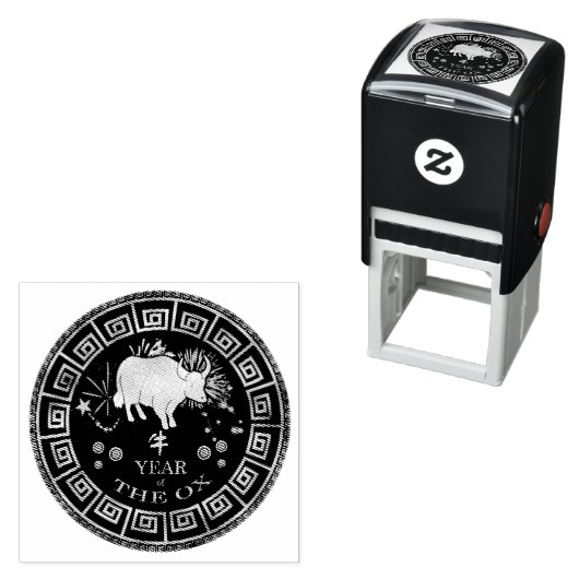 Chinese Zodiac Ox ID542 Zelfinktende Stempel (In situ)