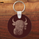 Chinese Zodiac Ox in Kanji Sleutelhanger (Voorkant)