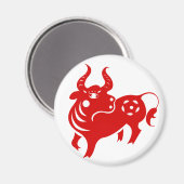 CHINESE ZODIAC OX PAPERCUT ILLUSTRATIE MAGNEET (Voorkant / Achterkant)