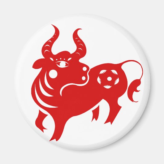 CHINESE ZODIAC OX PAPERCUT ILLUSTRATIE MAGNEET (Voorkant)