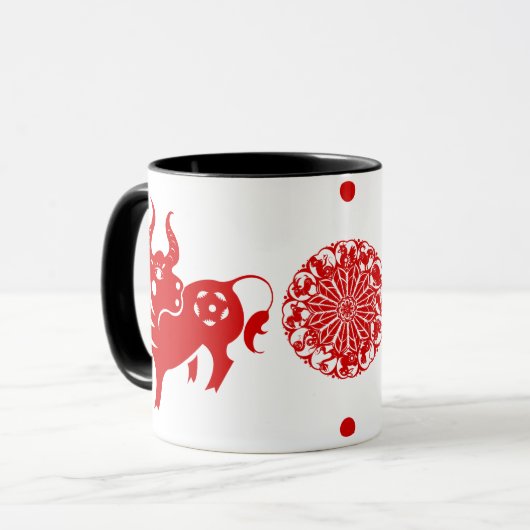 CHINESE ZODIAC OX PAPERCUT ILLUSTRATIE MOK (Voorkant links)