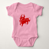 CHINESE ZODIAC OX PAPERCUT ILLUSTRATIE ROMPER (Voorkant)