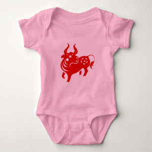 CHINESE ZODIAC OX PAPERCUT ILLUSTRATIE ROMPER