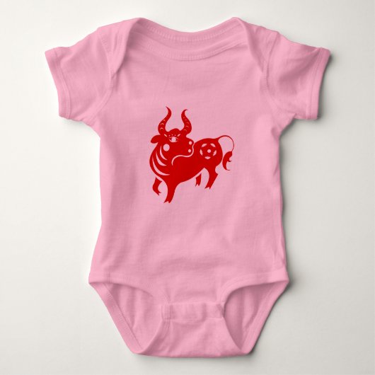 CHINESE ZODIAC OX PAPERCUT ILLUSTRATIE ROMPER (Voorkant)