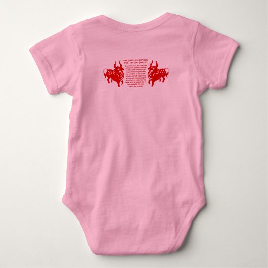 CHINESE ZODIAC OX PAPERCUT ILLUSTRATIE ROMPER (Achterkant)