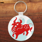 CHINESE ZODIAC OX PAPERCUT ILLUSTRATIE SLEUTELHANGER (Voorkant)
