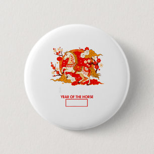 Chinese Zodiac Paard 2026 Decoraties Jaar Van De Ronde Button 5,7 Cm