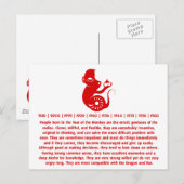 CHINESE ZODIAC PAPERCUT MONKEY ILLUSTRATION BRIEFKAART (Voorkant / Achterkant)