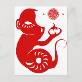 CHINESE ZODIAC PAPERCUT MONKEY ILLUSTRATION BRIEFKAART (Voorkant)