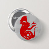 CHINESE ZODIAC PAPERCUT MONKEY ILLUSTRATION RONDE BUTTON 5,7 CM (Voorkant /achterkant)