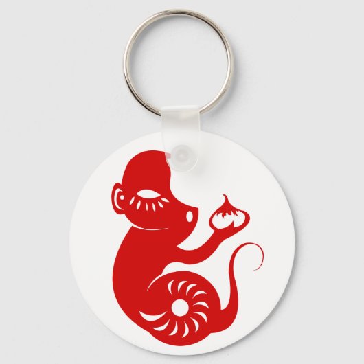 CHINESE ZODIAC PAPERCUT MONKEY ILLUSTRATION SLEUTELHANGER (Voorkant)